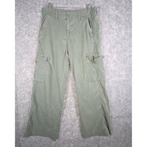 American Eagle Women's Mid-Rise Baggy Wide Leg Cargo Pants Olive Size 8